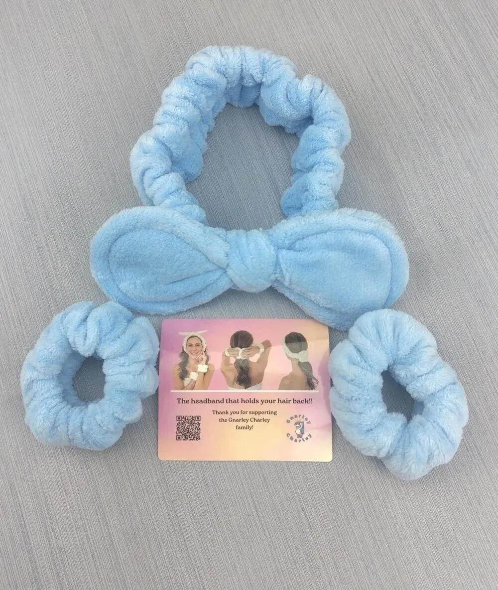 Skincare Headband And Wristband Set (Blue)